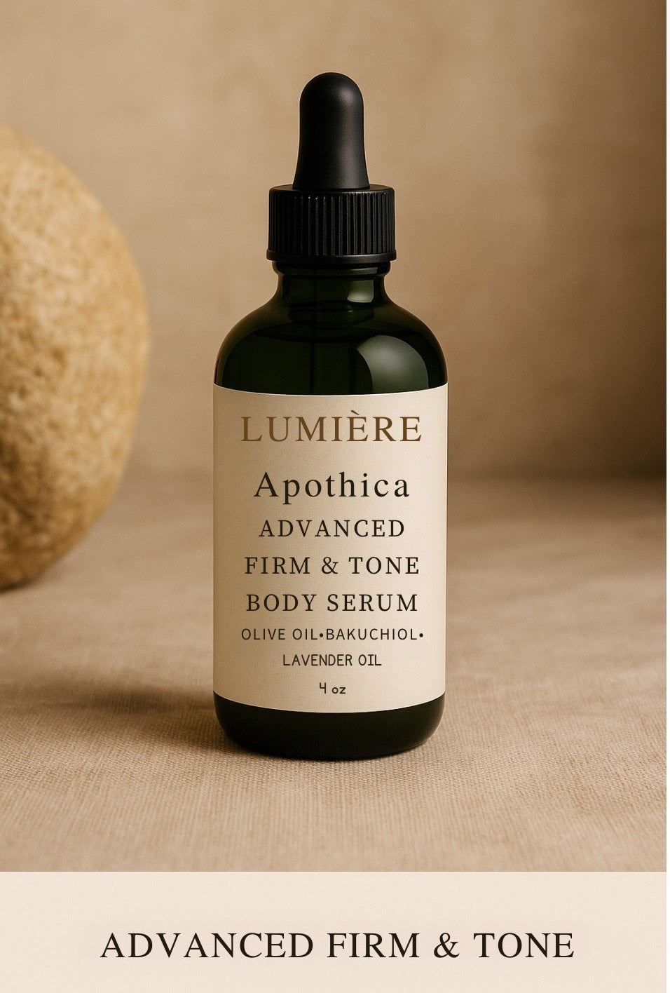 Lumière Apotheca – Advanced Firm & Tone Body Serum with Olive Oil, Bakuchiol & Lavender Oil